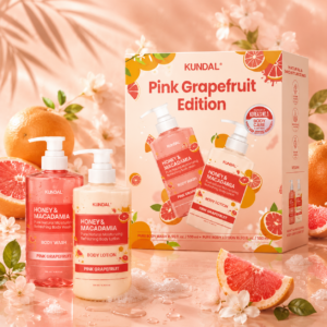 KUNDAL Honey & Macadamia Body Wash & Lotion Pink Grapefruit 500ml